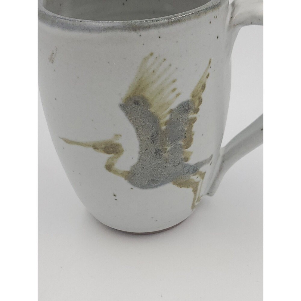 Vintage Art Pottery Clay Coffee Mug Salt Glaze Stoneware Signed Brid Cup - Picture 2 of 8